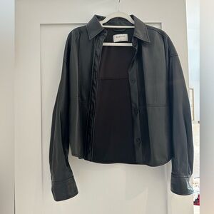 Babaton Black faux leather shacket